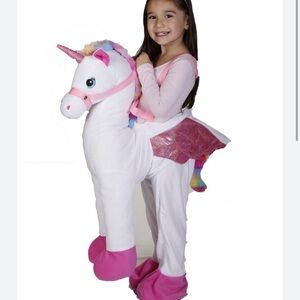 Kids White & Pink Ride-On Unicorn Costume